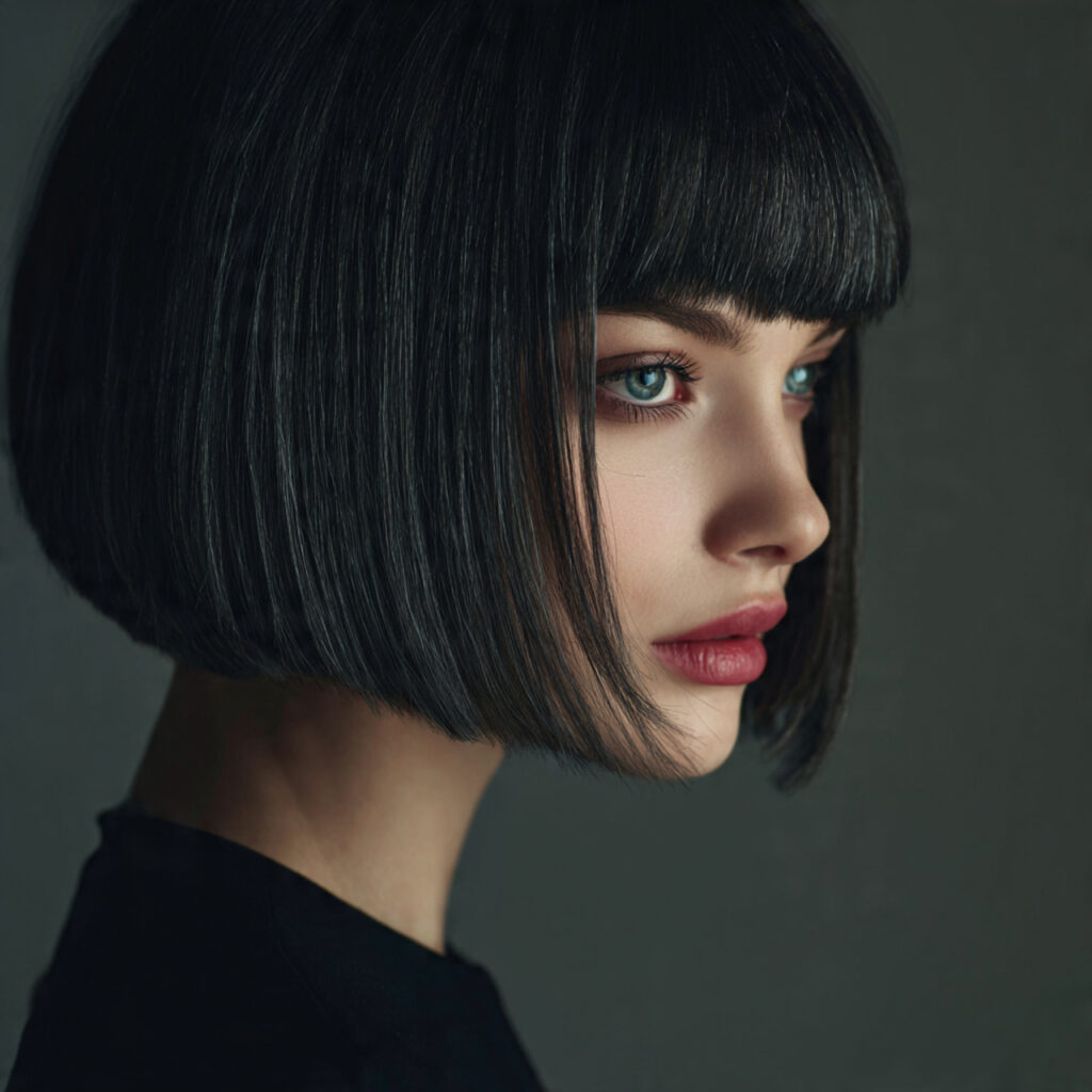 Charcoal Gray Bob with Blended Low Lights Idea