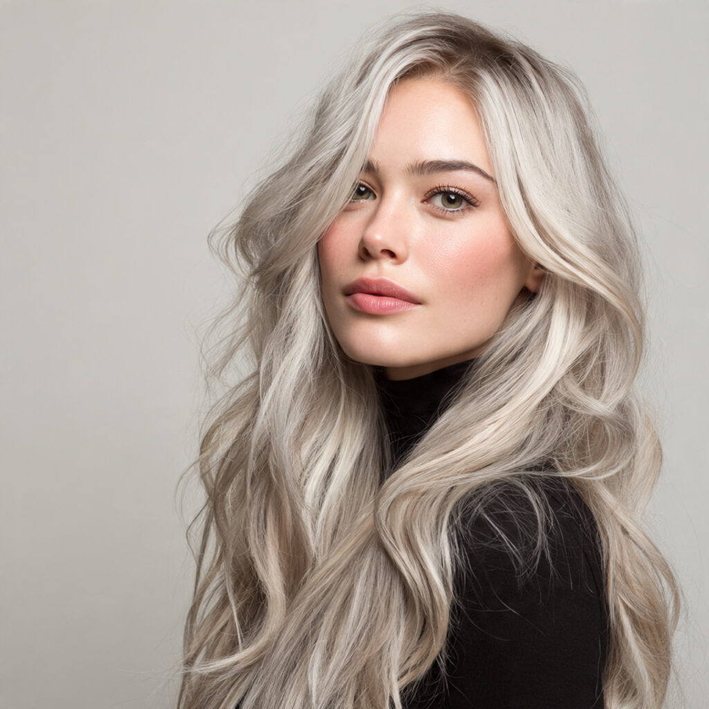 Champagne Gray Blending Hair Color Idea