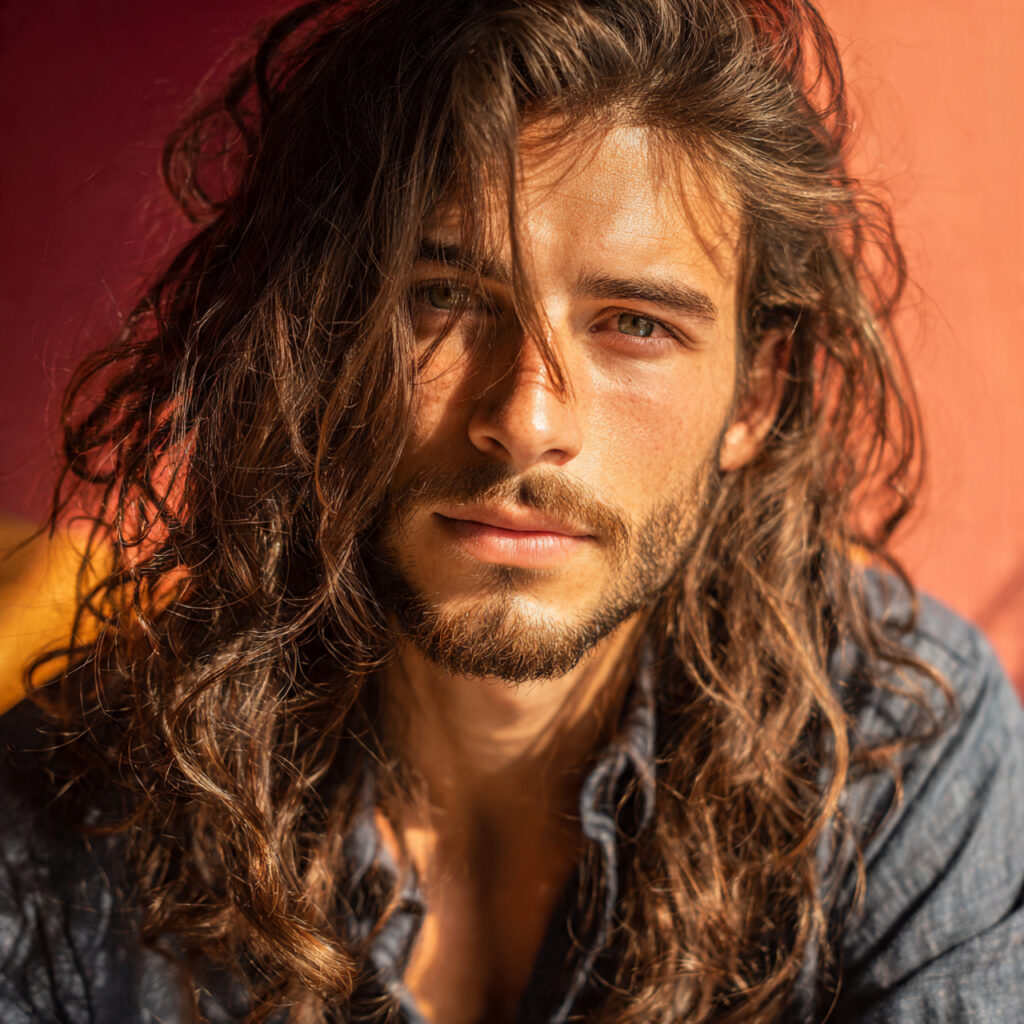 Wavy Long Hairstyle Idea for Men