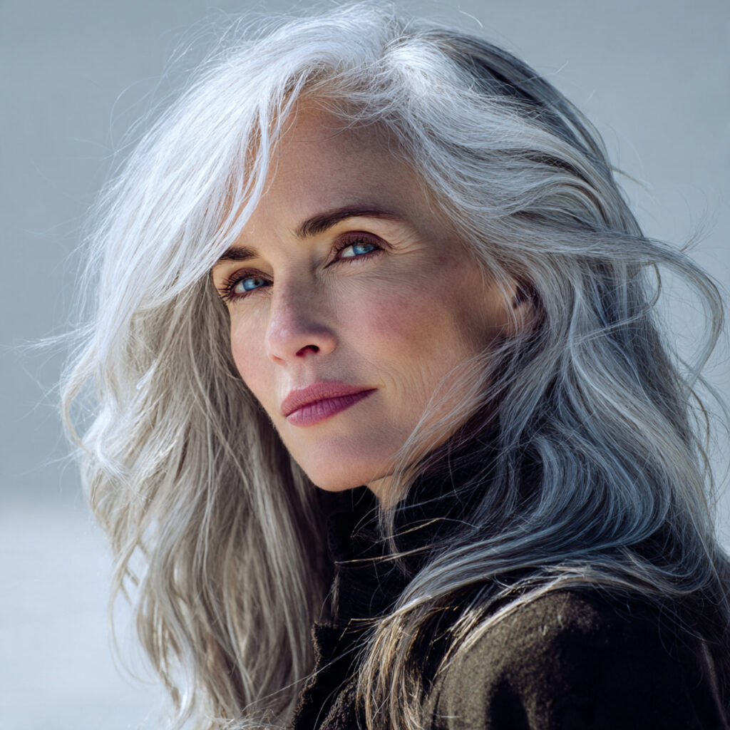 Gray Hair with Low Lights and Natural Dimension Idea