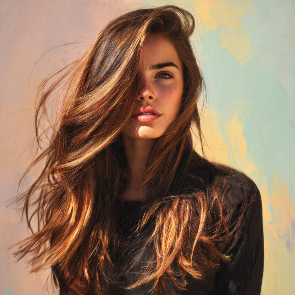 Light Caramel Ribbons on Brown Hair Idea