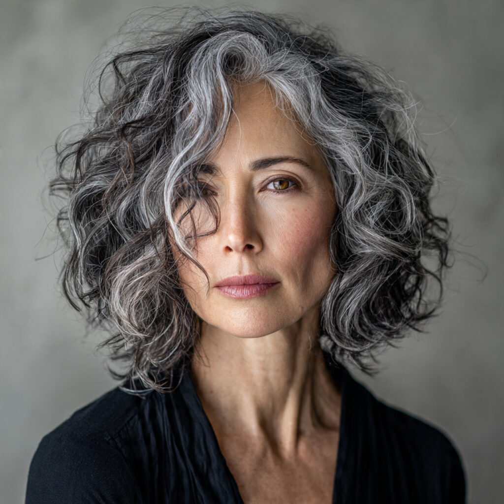 Natural Salt and Pepper Gray Blending Hair Color Idea