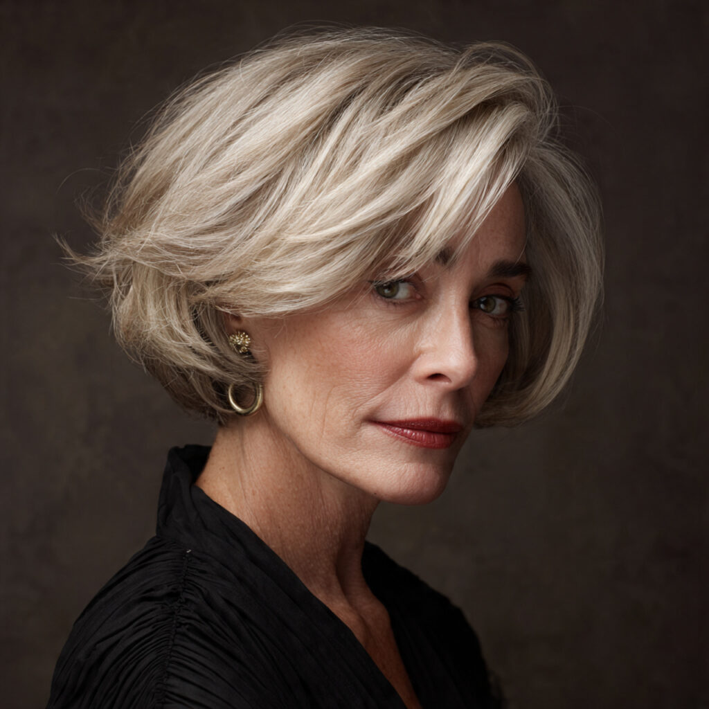 Feathered Bob Hairstyle Ideas for Women Over 60
