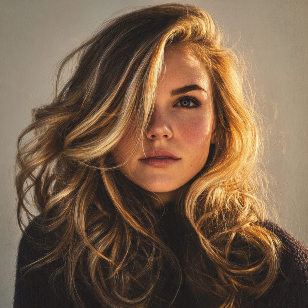 Natural-Looking Blonde Highlights on Brown Hair