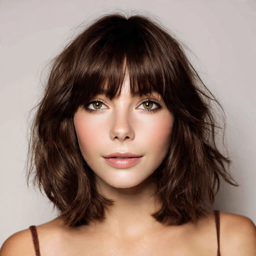 Medium Haircut with Wispy Bangs Ideas