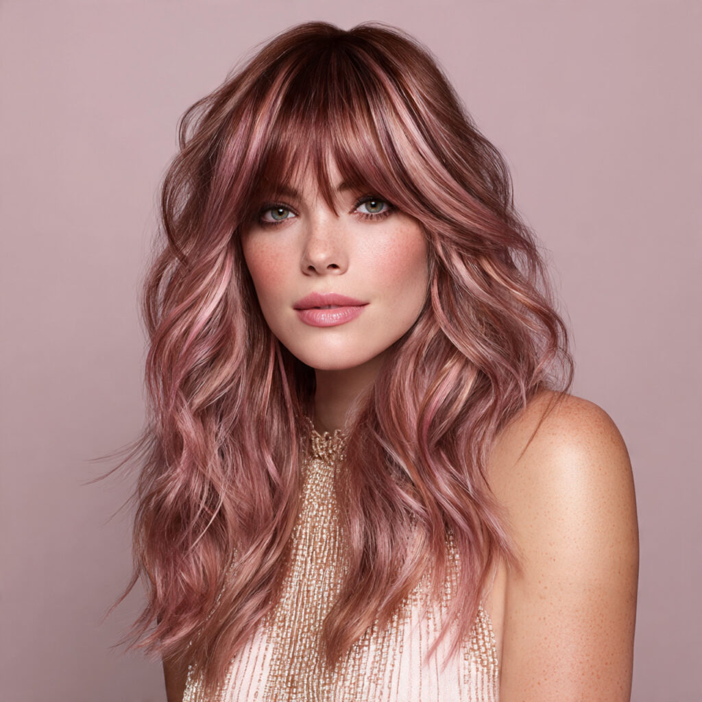34 Romantic Valentine's Hair Color 2026 Ideas That Define Modern Romance 32 Pink Champagne Brunette Hair Color Ideas