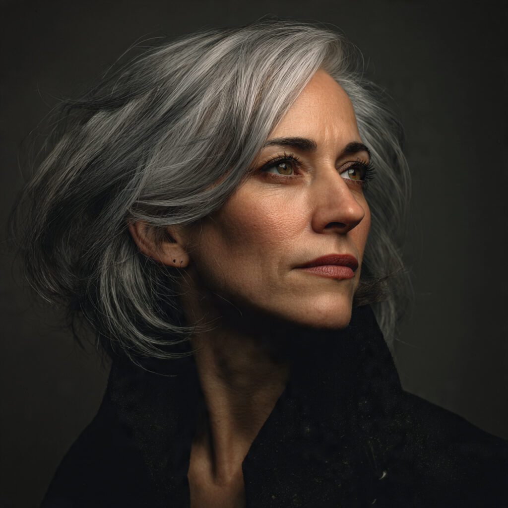 Dimensional Gray Lowlights Blending Hair Color Idea