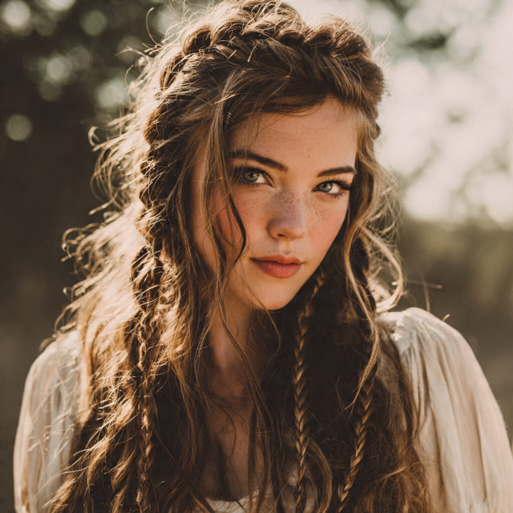 Messy Boho Braids with a Free-Spirited Feel
