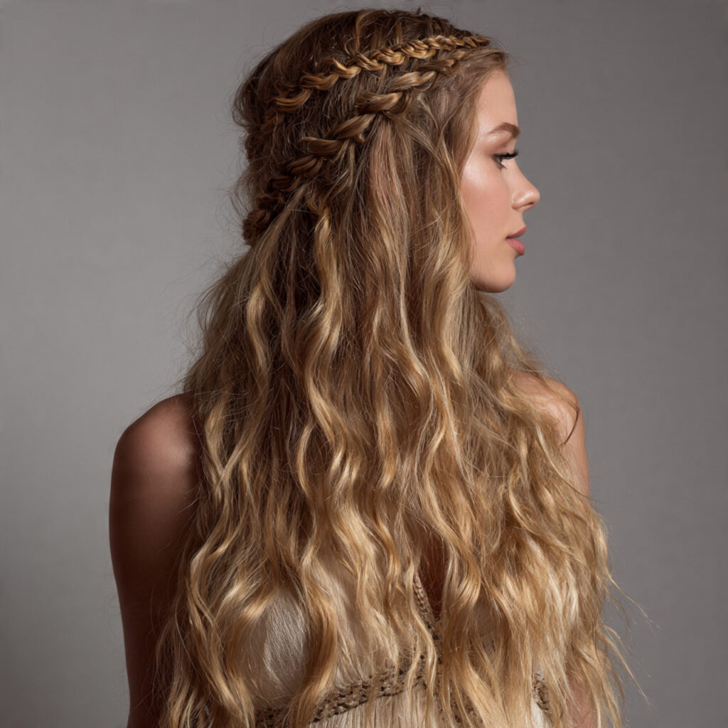 Bohemian-Inspired Braids with Hair Left Loose