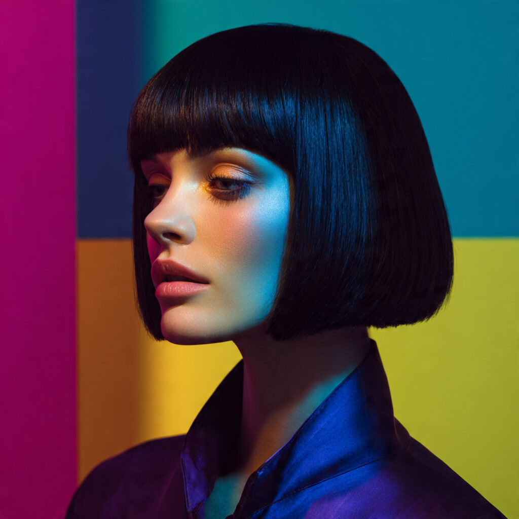 runway inspired blunt bob haircut high fashion model look