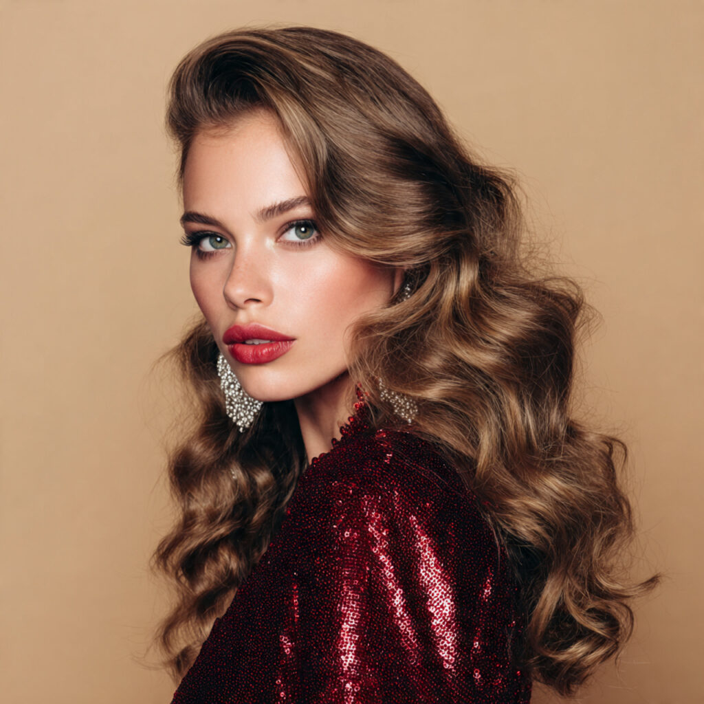 Side-Swept Wavy Holiday Hairstyle Ideas
