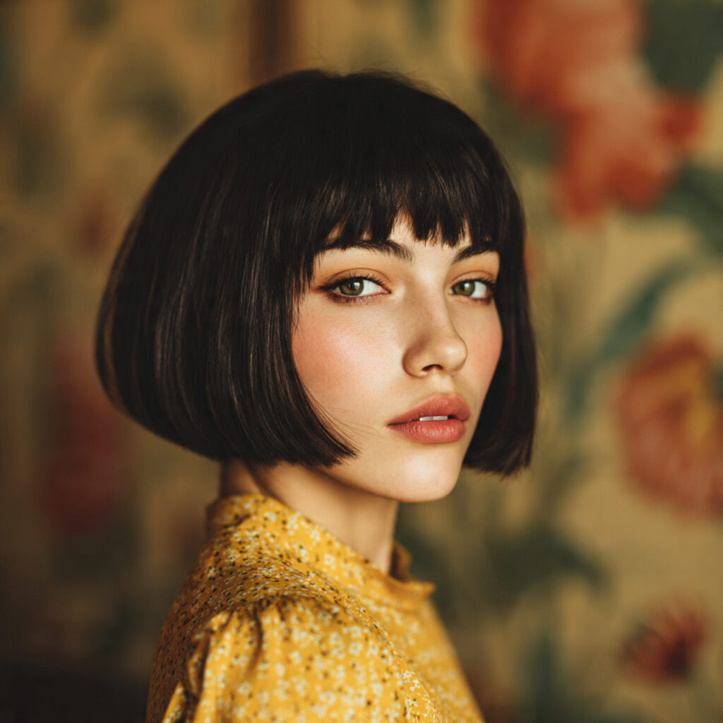 soft feminine blunt bob haircut with smooth