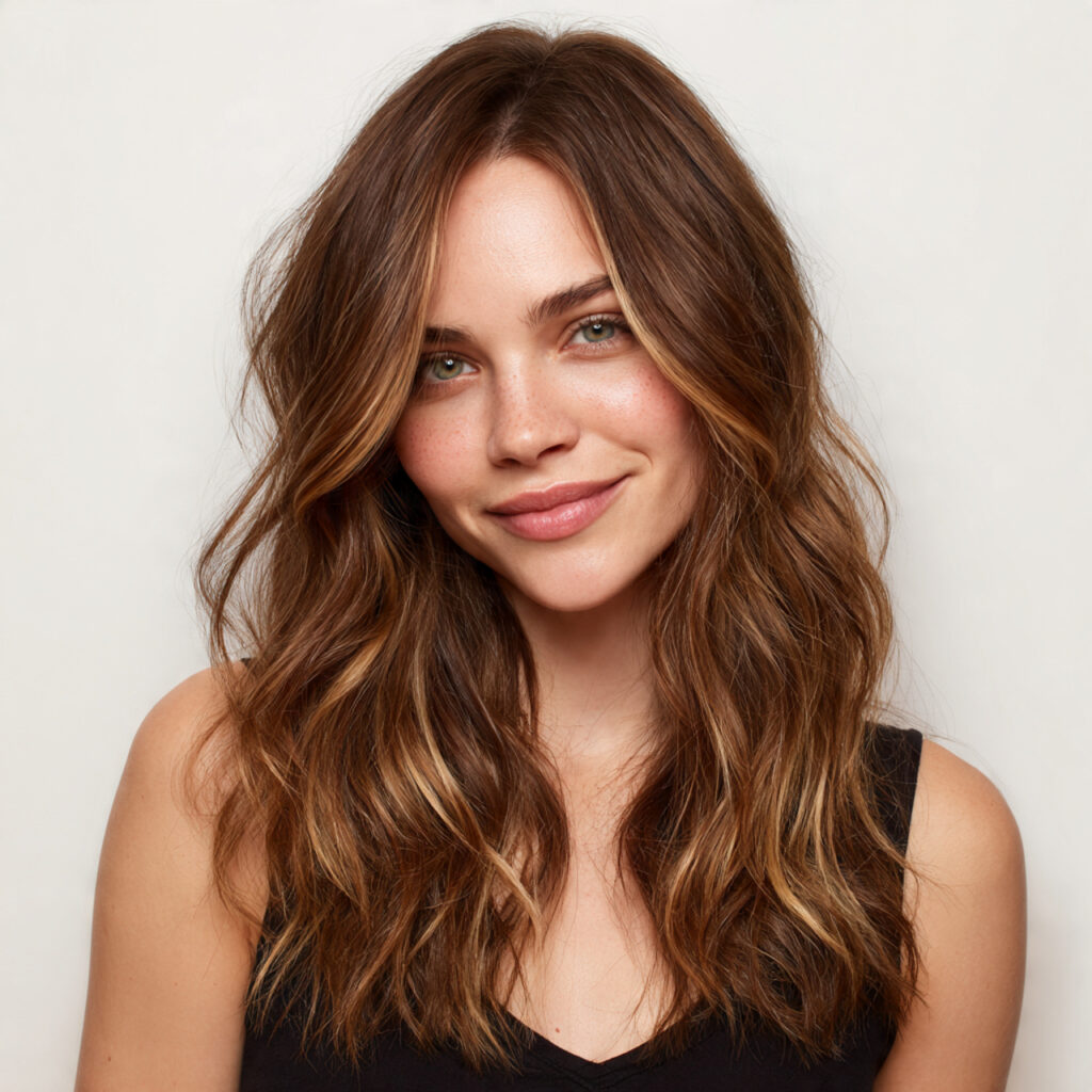 Golden Caramel Balayage on Brown Hair Idea