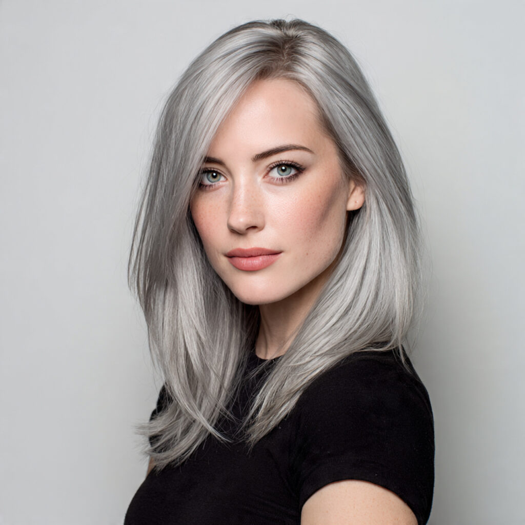 Neutral Cool Gray Blending Hair Color Idea