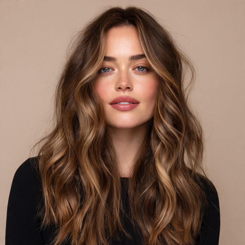 Classic Caramel Balayage on Brown Hair Idea