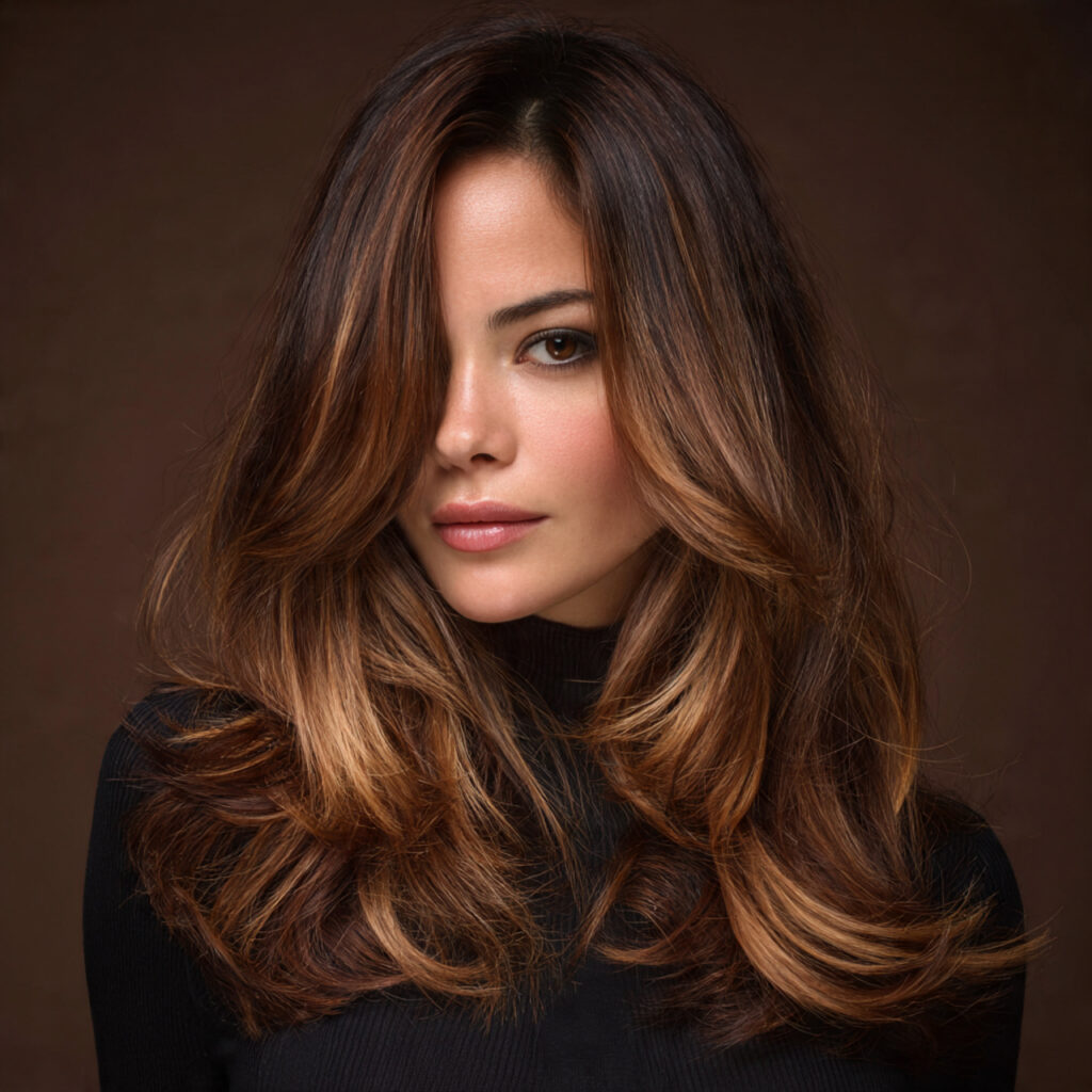 Multi-Tone Caramel Balayage on Brown Hair Idea