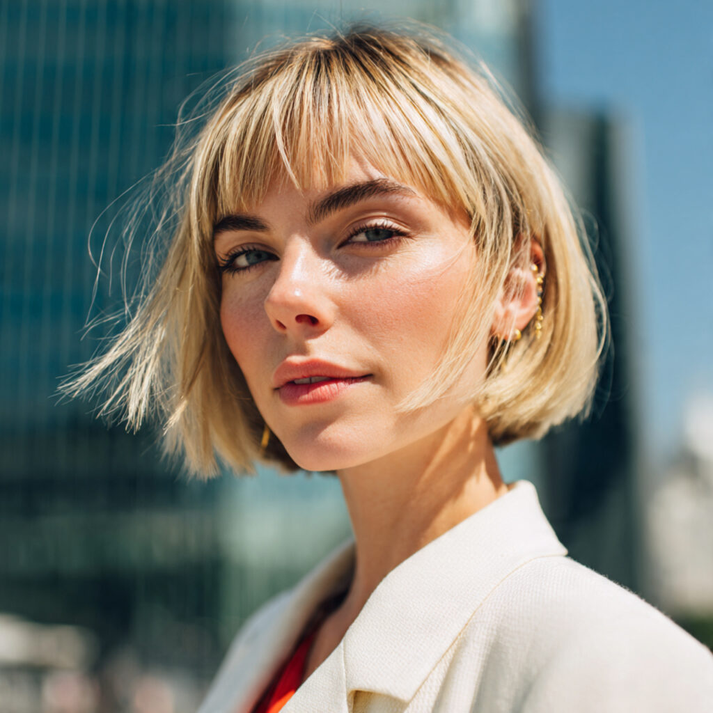 urban inspired blunt bob haircut modern city fashion