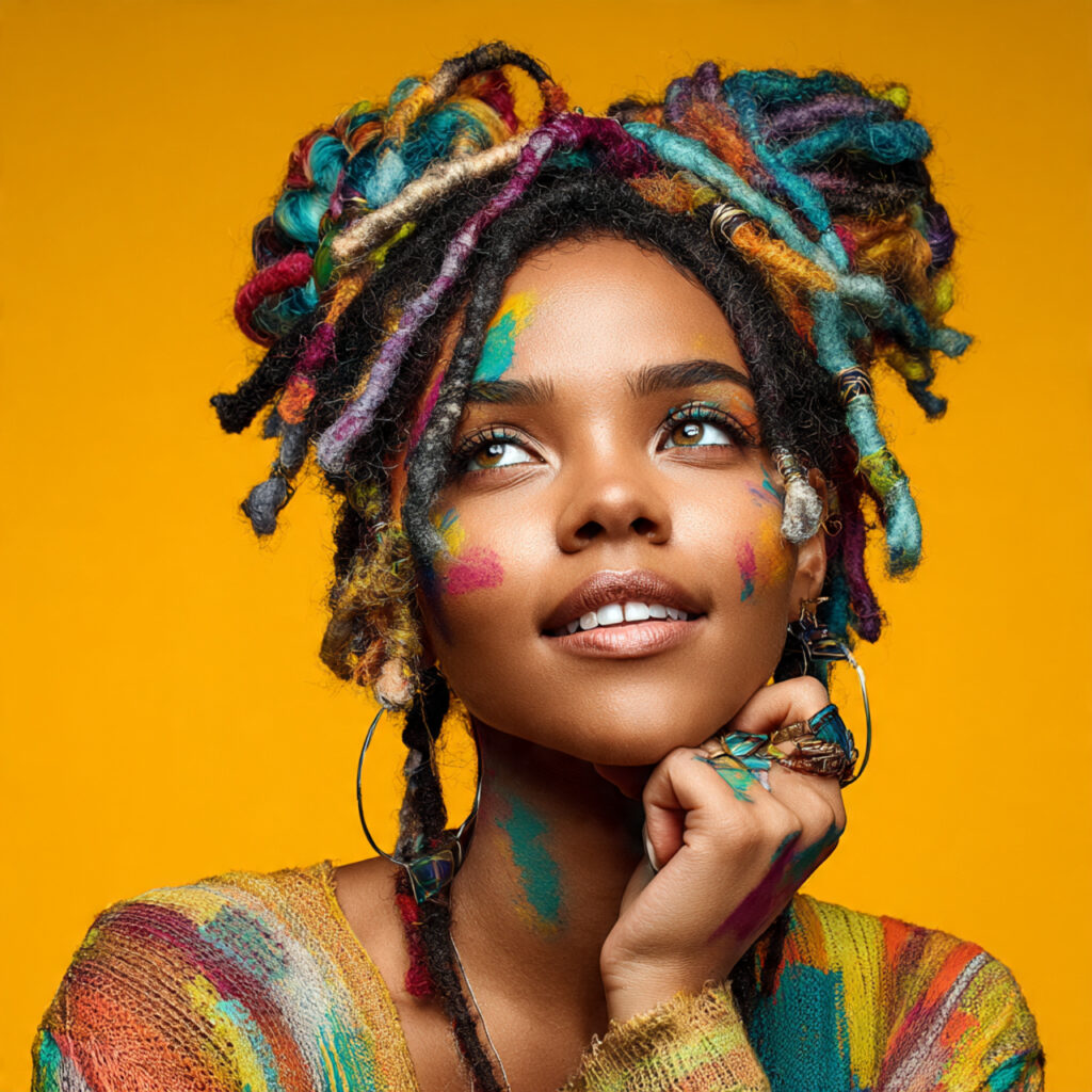 Faux Locs with Color Accents Hairstyle Ideas