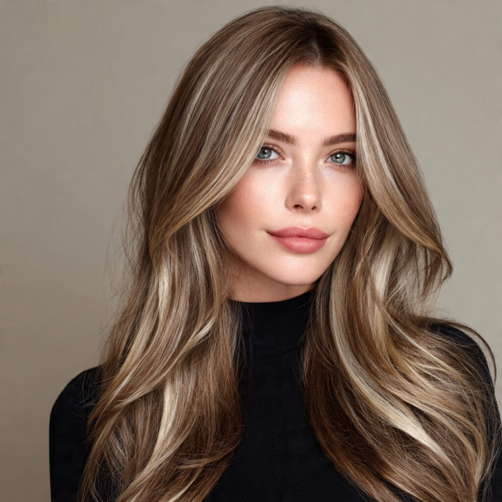 Warm Sunlit Blonde on Brown Hair