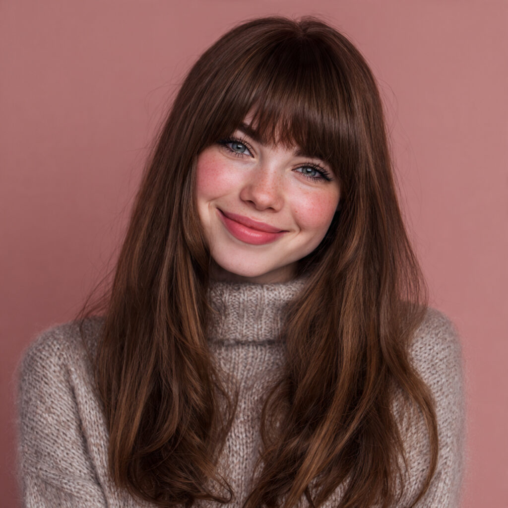 Soft Bangs Winter Hair Idea