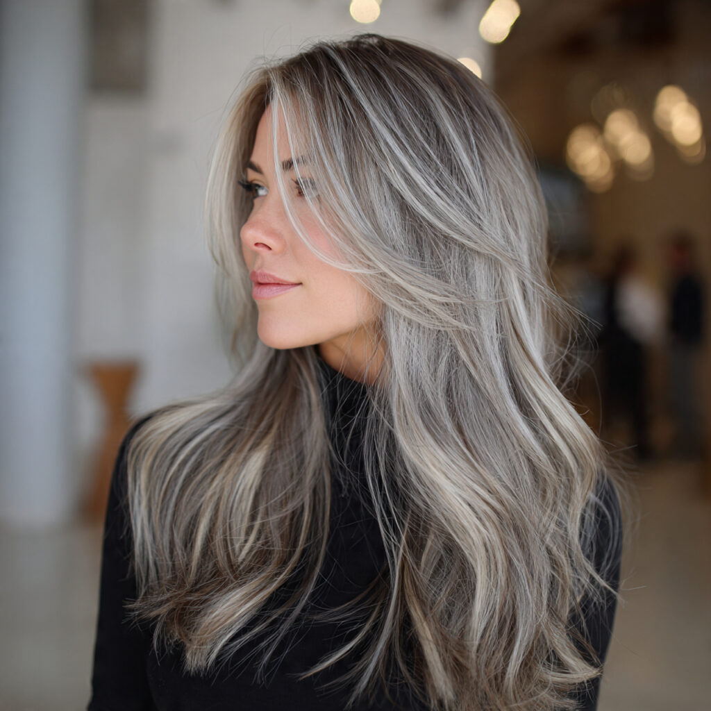 25 Elegant Hair Colors for Gray Hair Ideas for Timeless Beauty 15 Frosted Gray Balayage Ideas
