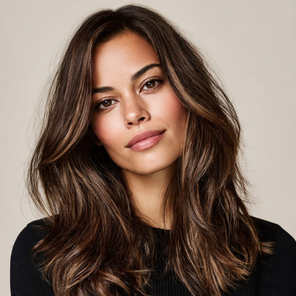 a woman with an oval face and