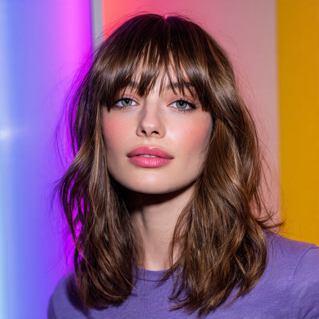 Curtain Bangs Medium Hairstyle Ideas