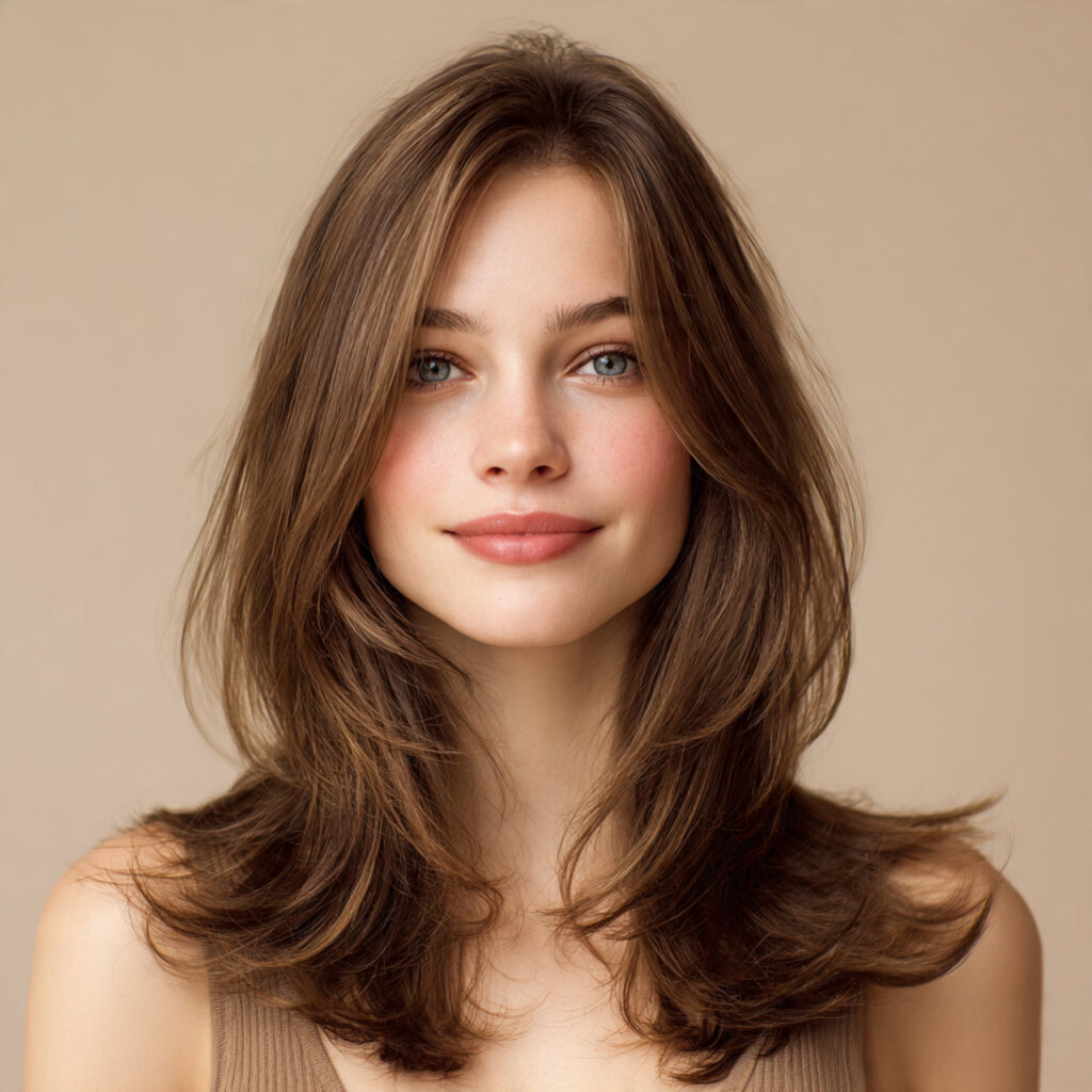 Soft Curtain Layered Medium Hair Aesthetic Ideas