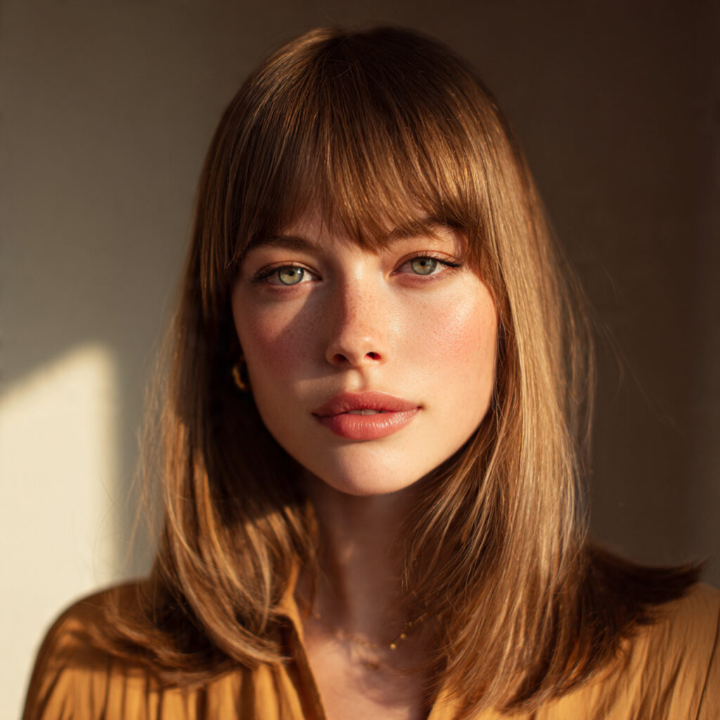 Straight Hair with Curtain Bangs Ideas