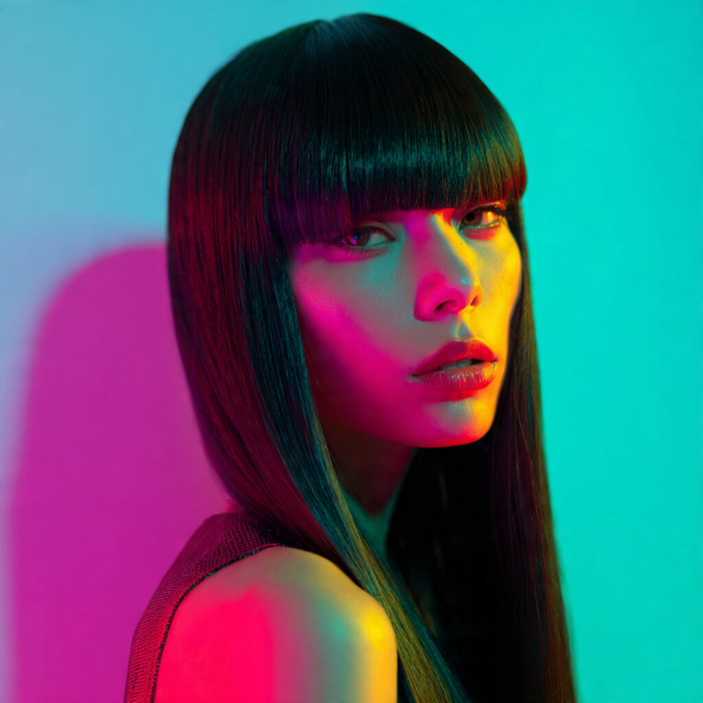 Straight Hair with Sleek Bangs Ideas