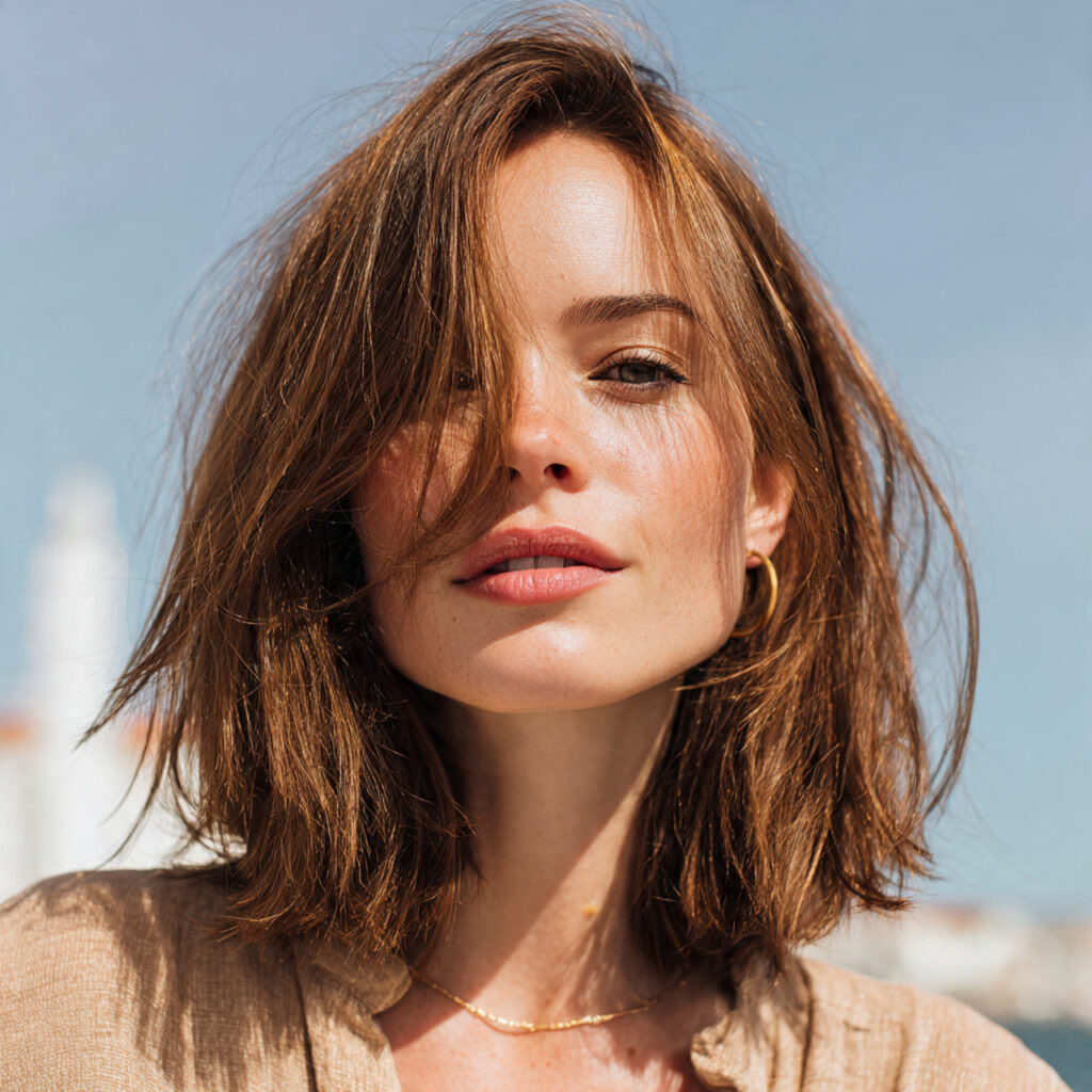 Natural-Looking Textured Lob Haircut Ideas