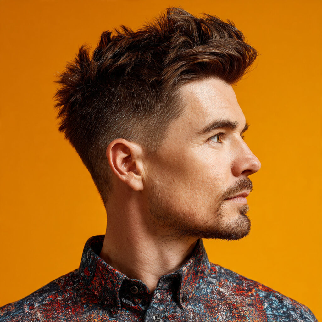 High Taper Fade with Brushed-Up Style Idea