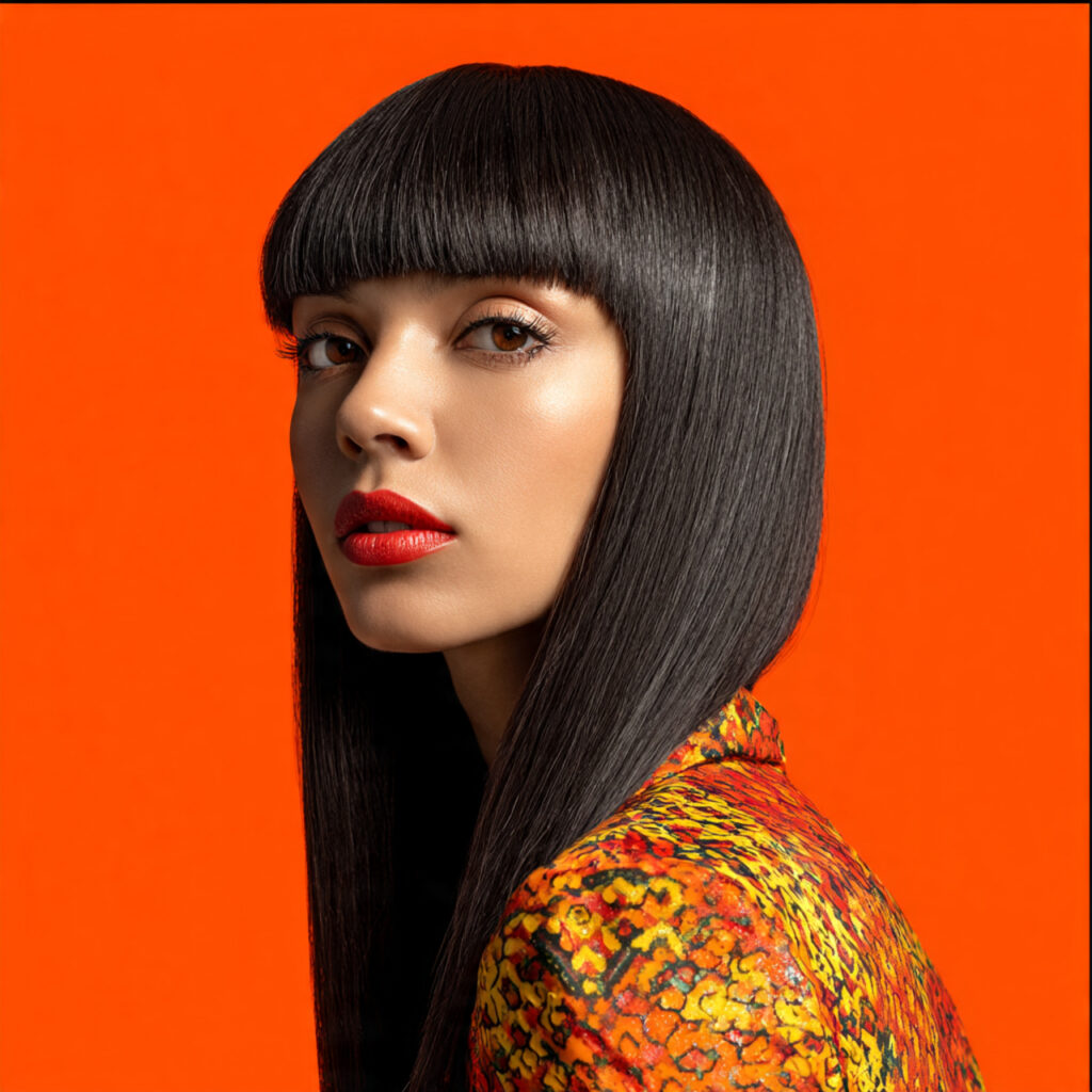 Straight Hair with Straight Fringe Ideas