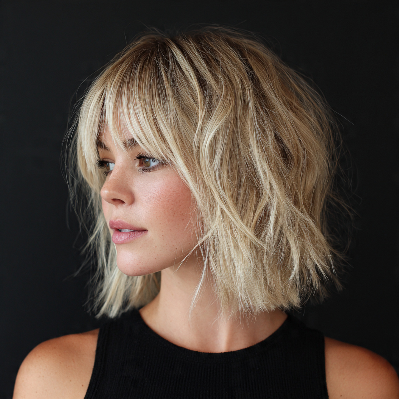 Textured lob haircut
