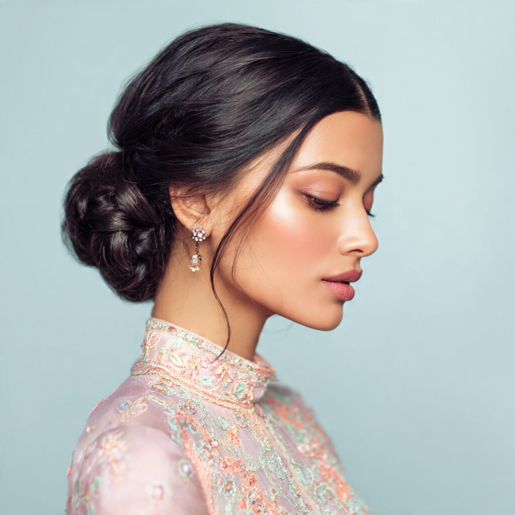 Elegant Low Bun Eid Hairstyles Ideas