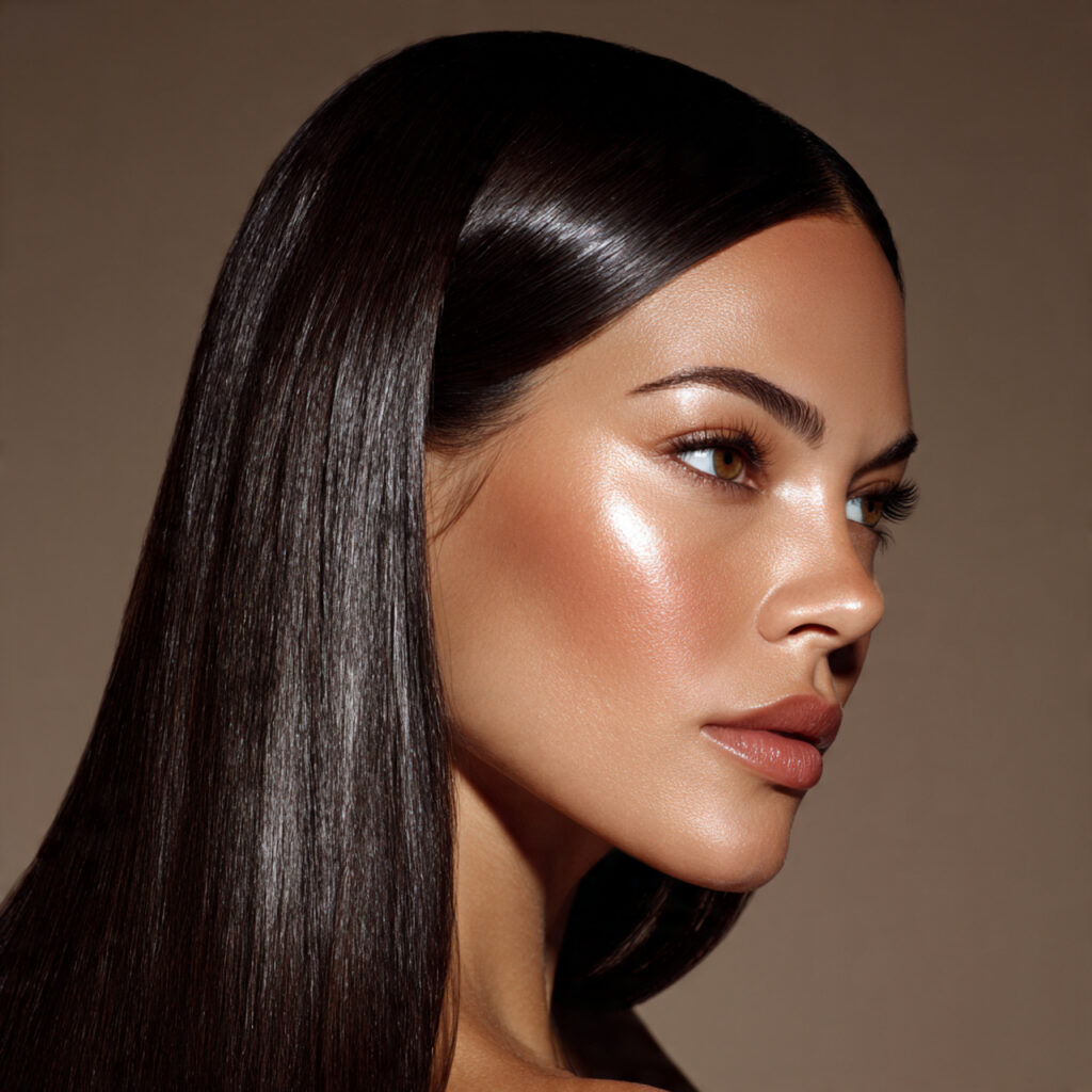Glossy Dark Brown Straight Hair Ideas