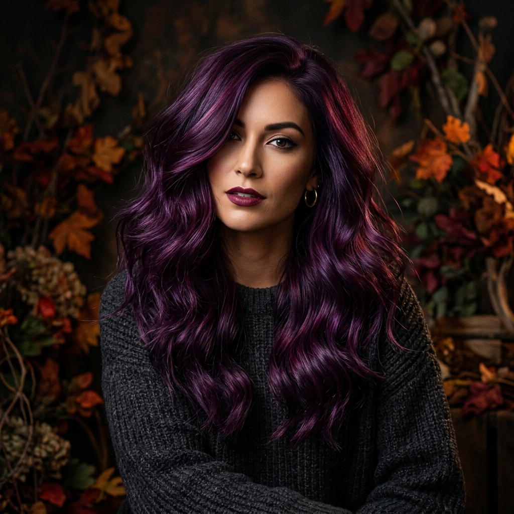 Deep Plum and Violet Hair Ideas for Fall